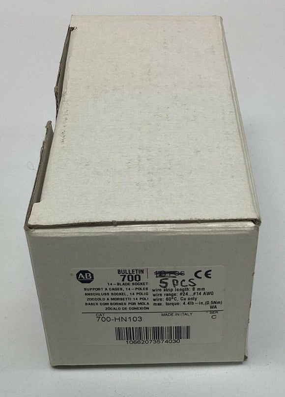 Allen Bradley 700-HN103 Ser. C 14-Blade Relay Socket 10A, 300V (Box of 5)