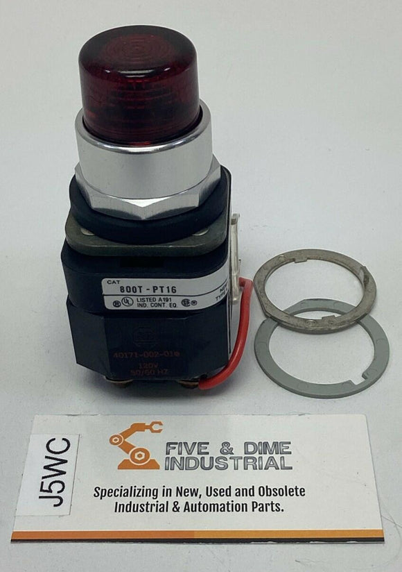 Allen Bradley 800T-PT16R Red Cap Push-to-Test Pilot Light 120VAC