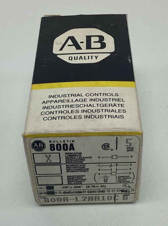 Allen Bradley 800A-L2AA10C Amber Indicating Lamp Light 2-250V (5-Pack)