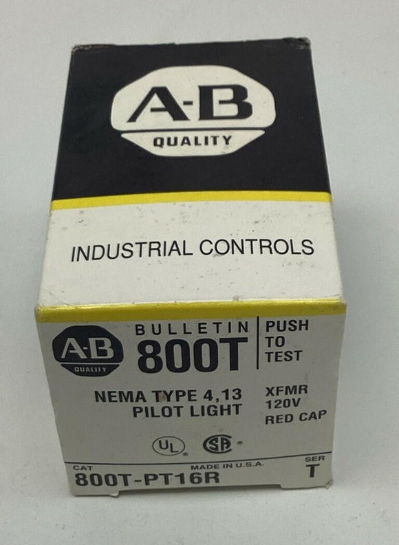 Allen Bradley 800T-PT16R Red Cap Push-to-Test Pilot Light 120VAC