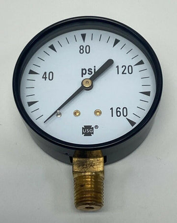 Ametek USG 163281 2-1/2" Pressure Gauge 160 PSI 1/4" NPT Brass Lower Middle - 0