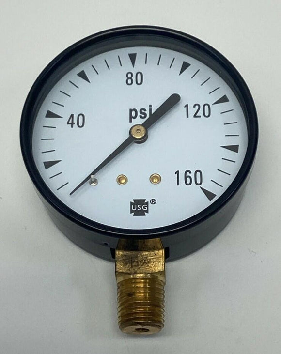 Ametek USG 163281 2-1/2" Pressure Gauge 160 PSI 1/4" NPT Brass Lower Middle