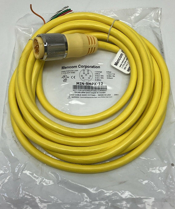 Mencom MIN-9MPX-12 9-Pin Male Single End Cable Cordset 12 Ft.