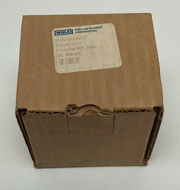 Wika 9767193 Type 213.53 2.5" 0-30 PSI Gauge 1/4" NPT CBM, Filled