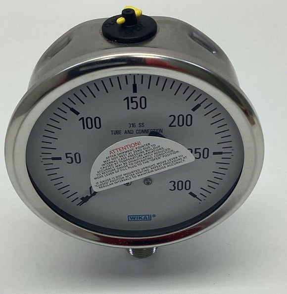Wika 9768572 Type 232.53 4" 0-300 PSI Pressure Gauge, 1/2" NPT LM, Filled