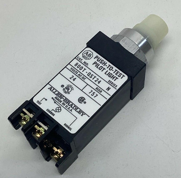 Allen Bradley 800T-QST24W White Cap Push-to-Test Pilot Light 24VDC