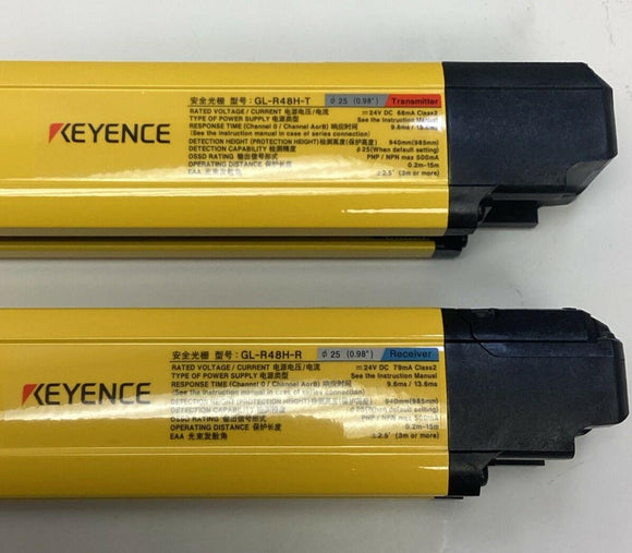Keyence GL-R48H Safety Light Curtain Set GL-R48H-T / GL-R48H-R (New in Box)