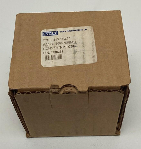 Wika 4238291 Type 213.53 2.5" 0-6000 PSI Pressure Gauge 1/4" NPT CBM, Filled