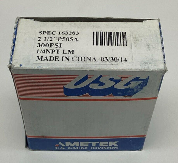 Ametek USG 163283 2-1/2" Pressure Gauge 300 PSI 1/4" NPT Brass Lower Middle