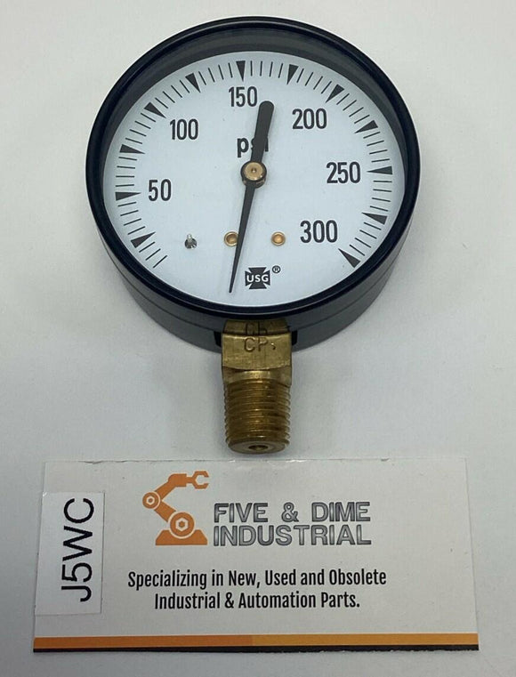 Ametek USG 163283 2-1/2" Pressure Gauge 300 PSI 1/4" NPT Brass Lower Middle