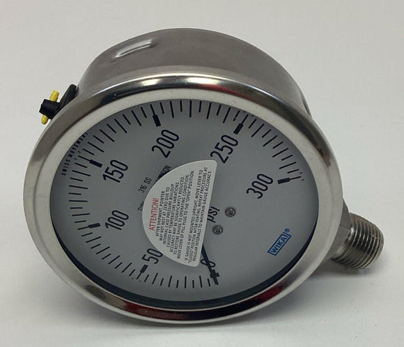 Wika 9768572 Type 232.53 4" 0-300 PSI Pressure Gauge, 1/2" NPT LM, Filled