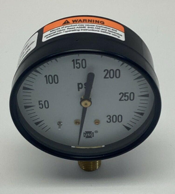 Ametek USG 163283 2-1/2" Pressure Gauge 300 PSI 1/4" NPT Brass Lower Middle