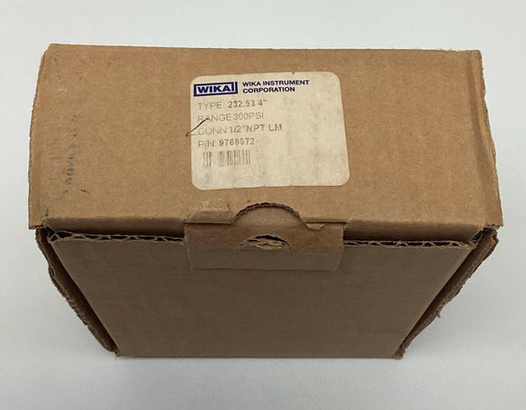 Wika 9768572 Type 232.53 4" 0-300 PSI Pressure Gauge, 1/2" NPT LM, Filled
