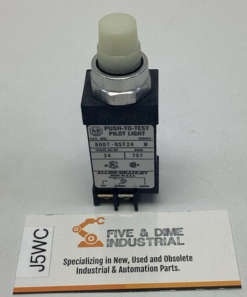 Allen Bradley 800T-QST24W White Cap Push-to-Test Pilot Light 24VDC