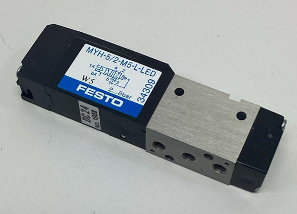 Festo MYH-5/2-M5-L-LED / 34309 Pneumatic Valve, 24VDC Solenoid 2-8 Bar