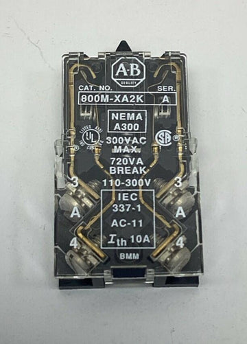 Allen Bradley 800M-XA2K Ser. A. 2-N.O. Contact Block - 0