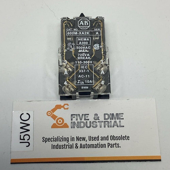 Allen Bradley 800M-XA2K Ser. A. 2-N.O. Contact Block