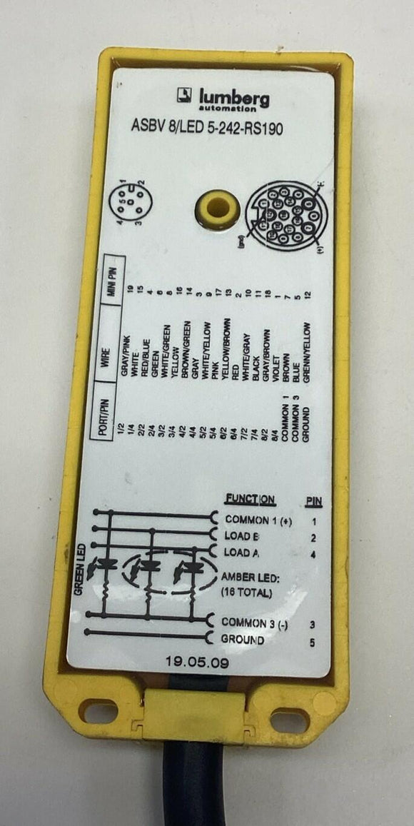Lumberg Automation ASBV 8/LED 5-242-RS190 8-Port, 5-Pole, M12 Distribution Box