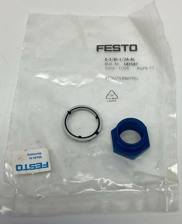 Festo D-3/8I-1/2A-AL / 183587 Reducing Straight Nipple G3/8 x G1/2" Aluminum