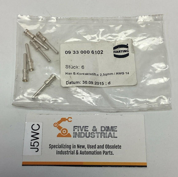 Harting 09330006102 Silver Plated Crimp Contacts, 14AWG (6-Pack)