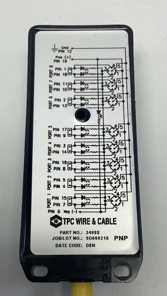 TPC Wire & Cable 34088 8-Port DC Micro Box w/ 1' 19 Pole Male Connection