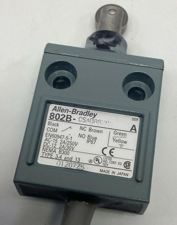 Allen Bradley 802B-CSADBSXC3 Compact Limit Switch, 1-N.O.- 1-N.C. , 2-Pole, 3M