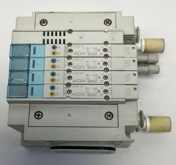 SMC SY3300-5U1 4-Bank Pneumatic Valve Manifold 24VDC Coil