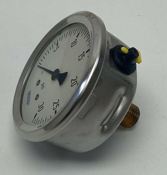 Wika 9767193 2-1/2" 30 PSI Gauge, 1/4" NPT Center Rear 213.53 Glycerin Filled