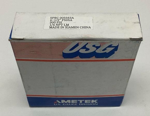 Ametek USG 005563A 4-1/2" 300 PSI Gauge Brass 1/4" NPT Lower Middle