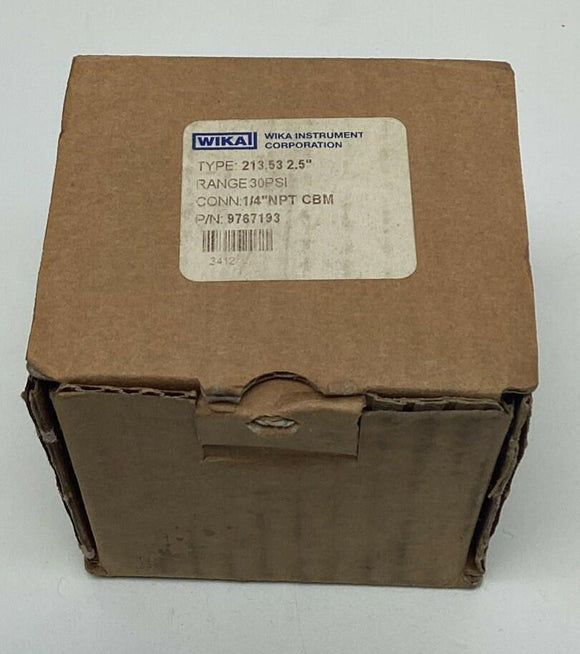 Wika 9767193 2-1/2" 30 PSI Gauge, 1/4" NPT Center Rear 213.53 Glycerin Filled