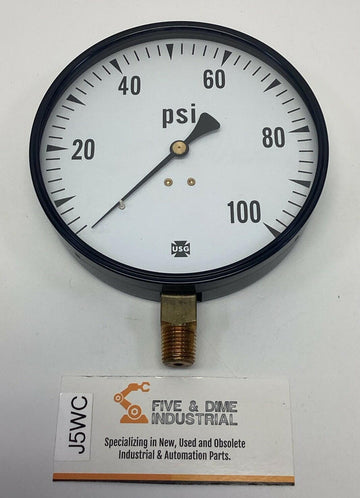 Ametek USG 005554A 4-1/2" 100 PSI Gauge, Brass 1/4" NPT Lower