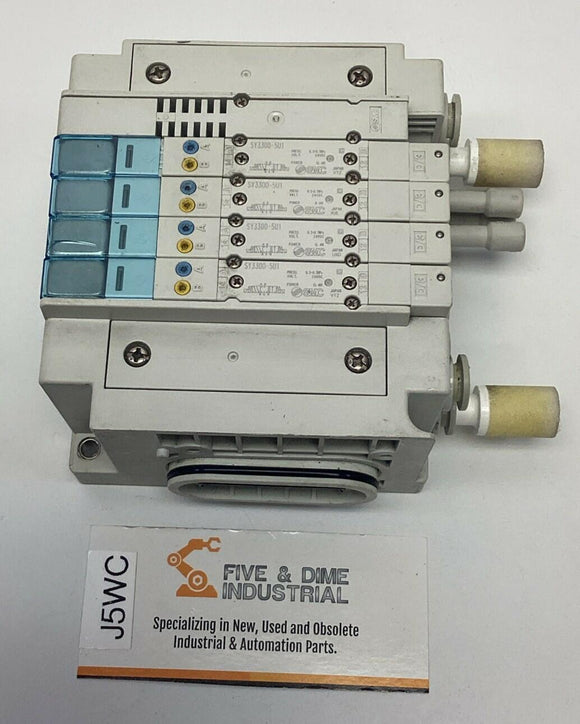 SMC SY3300-5U1 4-Bank Pneumatic Valve Manifold 24VDC Coil