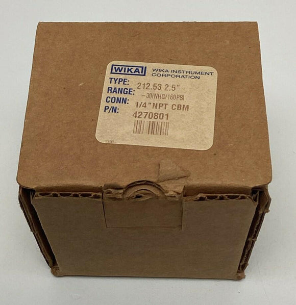 Wika 4270801 2-1/2" -30INHG- 160 PSI Gauge Brass 1/4" NPT Center Back Middle