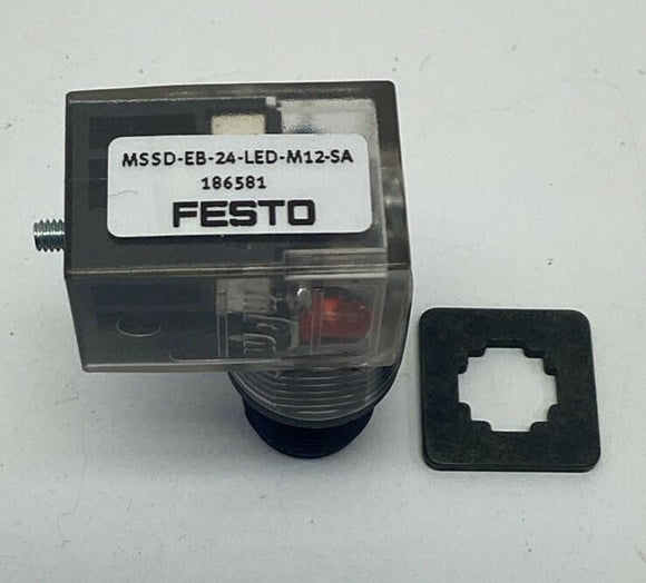 Festo MSSD-EB-24-LED-M12-SA / 186581 Solenoid Plug to M12 3-Pin