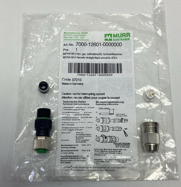 Murr 7000-12601-0000000 M12 4-Pin Female Axial Field Connector