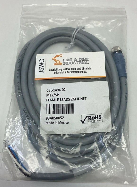 Datalogic CBL-1494-02 M12, 5-Pole Shielded Single End Cable 2-Meters