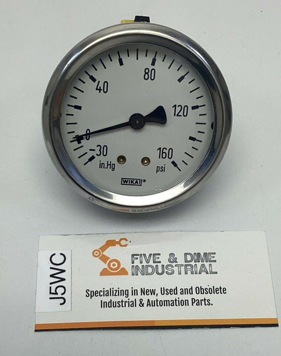 Wika 4270801 2-1/2" -30INHG- 160 PSI Gauge Brass 1/4" NPT Center Back Middle