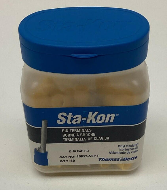 Thomas & Betts 10RC-55PT  Pin Terminal, Yellow, Brazed 12-10, Pack of 50