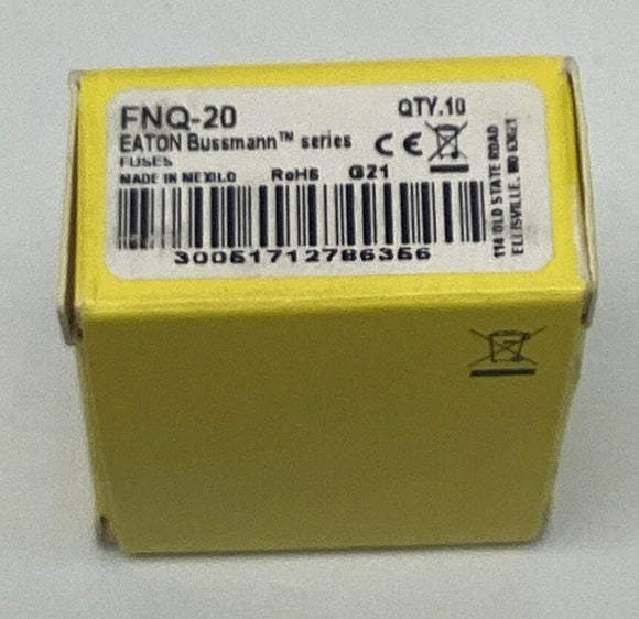 Bussmann FNQ-20 20A Time Delay Tron Fuse 500VAC, FNQ20 (Pack of 10)
