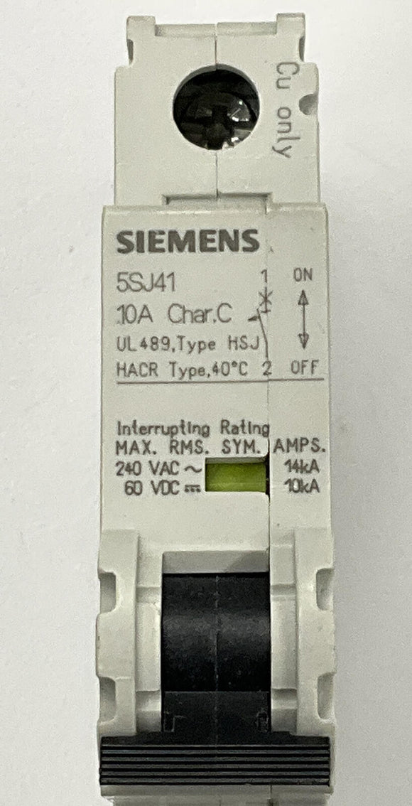 Siemens New 5SJ4110-7HG40 10 Amp Type HSJ Circuit Breaker Din Mount