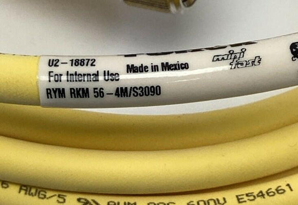Turck RYM RKM 56-4M/S3090 MiniFast Cordset U2-18872, 5-Wire 4 Meters