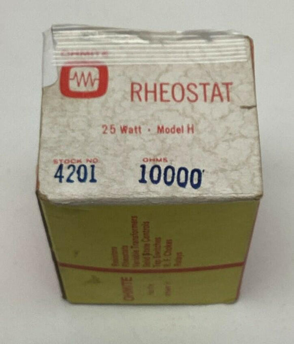 Ohmite 4201 10,000 Ohm, 10k Rheostat Model H, 25 Watt