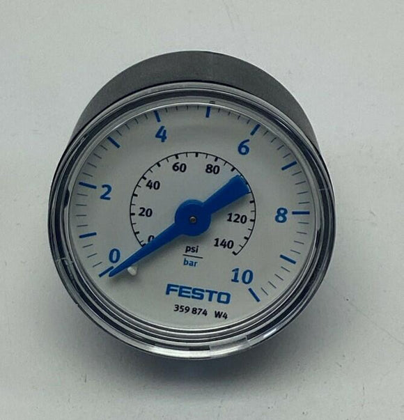 Festo 359874 0-10 Bar, 0-140 PSI Pressure Gauge 1/8" BSP Thread