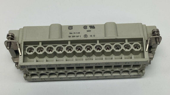 Harting HAN-24-E-M 24-Pin Male Connector Insert Screw Terminals