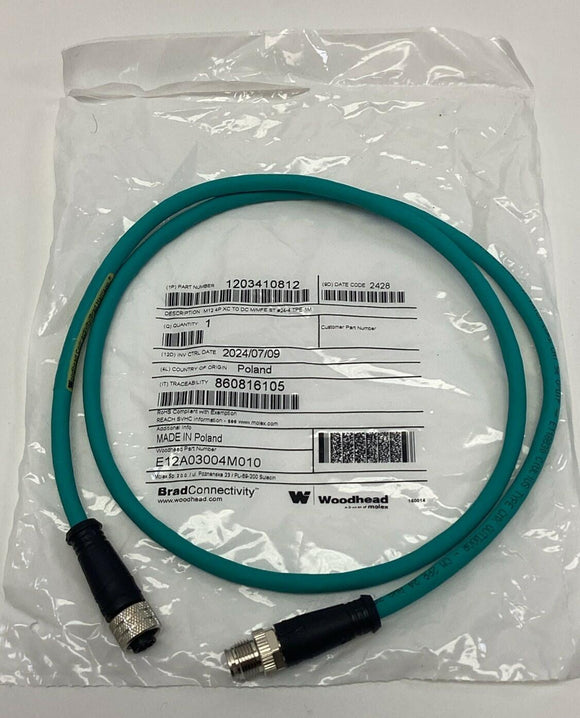 Brad Woodhead 1203410812 / E12A03004M010 M12, 4P XC to DC M/MFE Cable