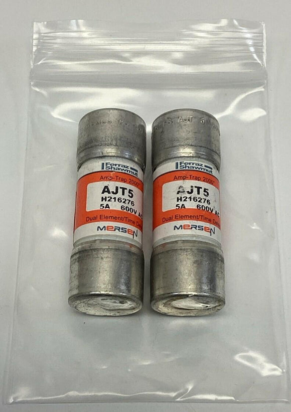 Mersen AJT5 Dual Element, Time Delay fuses 5-Amp 600VAC (Lot of 2)