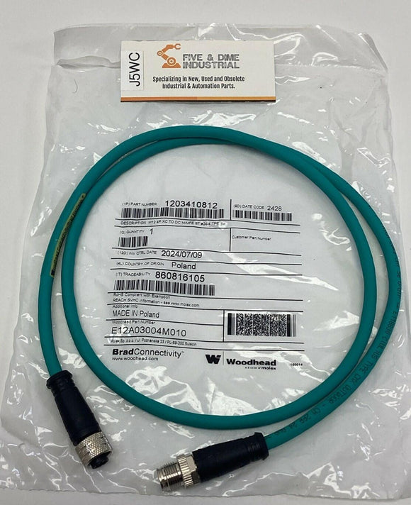 Brad Woodhead 1203410812 / E12A03004M010 M12, 4P XC to DC M/MFE Cable