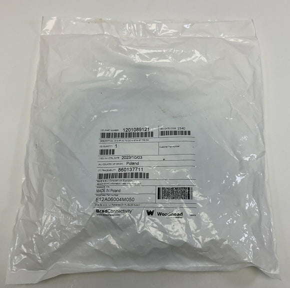 Woodhead Brad E12A06004M050 CAT6A Ethernet Connection Cable 5-Meter, M12