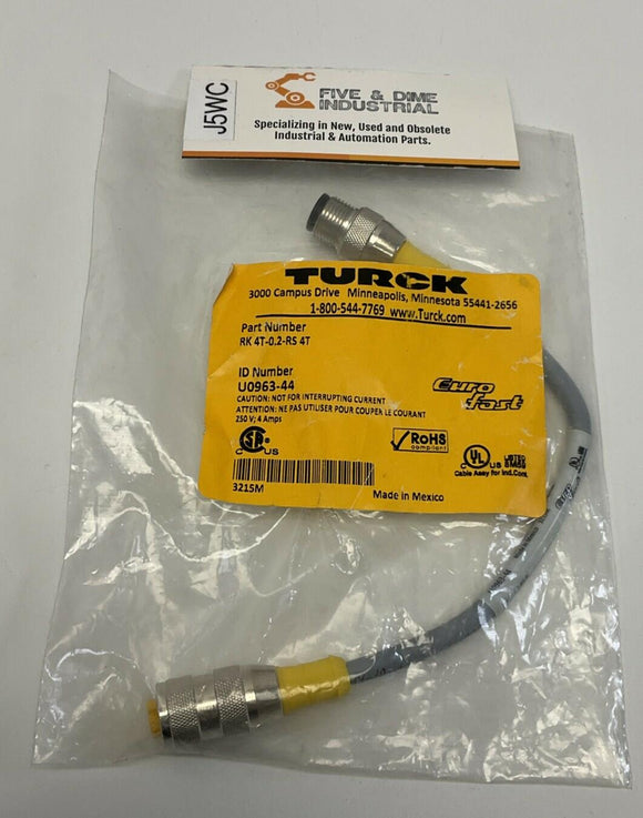 Turck RK 4T-0.2-RS 4T / U0963-44 M12 Eurofast Male / Female 4-Wire Cable, 0.2M