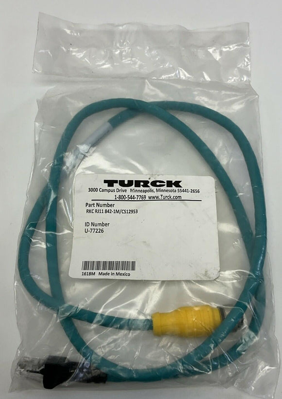 Turck RKC RJ11 842-1M/CS12953 / U-77226 Cable Connector M12 Male x RJ11 Female